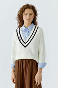 Oui - White V Neck Knit image