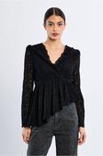 Molly Bracken - Embroidered Black Peplum Blouse