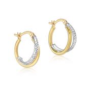 9ct Gold and White Gold Hoop Earrings image