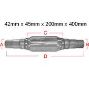 EXHAUST FLEXI PIPE 42 X 45 X 200 X 400