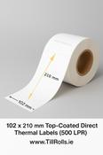 Zebra Compatible Labels 102×210mm | 210 Per Roll | A4-Length Direct Thermal Labels Ireland