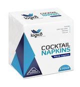 Logic8 White 2ply Cocktail Napkin 24x24cm | 4000 Pack | FREE Ireland Delivery