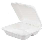 8" Bagasse 3 Compartment Meal Box (5x50 Pack) | Compostable Divided Packaging Ireland