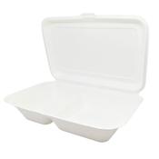 9x6" Bagasse 2 Compartment Meal Box (5x50 Pack) | Compostable Takeaway Packaging Ireland