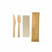 3 in 1 Wooden Cutlery Set | Fork, Knife &amp; Napkin | 1,000 Individually Wrapped Sets | FREE Ireland Delivery