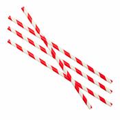 Red &amp; White Compostable Paper Straws Ireland | 3-Ply | 197mm × 6mm | 5,000 Per Case