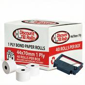 44x70mm Bond Paper Till Rolls | Grade A Dust-Free | Box of 40 | Ireland image
