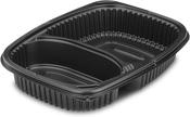 34oz Black 2-Compartment Microwaveable Containers | Base Only | 320 Per Case (8x40) | Ireland