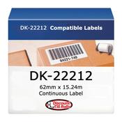 Brother DK-22212 Compatible Continuous Tape | 62mm x 15.24m | Film Label Roll (Min. 2 Rolls)
