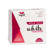 Logic8 40cm 2ply 8fold White Dinner Napkin | 2000 Pack | FREE Ireland Delivery