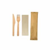 3 in 1 Wooden Cutlery Set | Fork, Knife &amp; Napkin | 1,000 Individually Wrapped Sets | FREE Ireland Delivery image