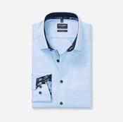 Olymp | Modern Regular Fit Structure Fabric Shirt in Blue with Contrast Trim | 1240 84 11