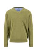 Fynch Hatton | Superfine 3 Ply Cotton V Neck Knit in Moss Green | 1614 211 748 image