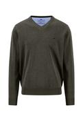 Fynch Hatton | Superfine 3 Ply Cotton V Neck Knit in Cypress Green | 1614 211 749 image
