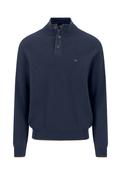 Fynch Hatton | Button Placket Textured Cotton Jumper in Ink Blue | 1614 219 661