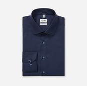 Olymp | Slim Body Fit Matte Sheen Textured Weave Shirt in Marine Navy | 2048 84 18 image