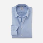 Olymp | Slim Body Fit Textured Weave Cotton Shirt in Blue | 2095 74 11