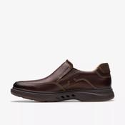 Clarks | Wide H Fit Slip On Lightweight Leather Shoe in Mahogany Brown | Un Briley Step image