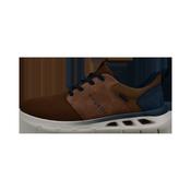 Bugatti | Lightweight Cognac Brown Lace Up Stretch Fabric Shoe with Navy Contrast | 321-AW503-6900 6300 image