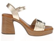 Oh My Sandals | Block Heel Leather Sandals in Gold | 5931 Champange image