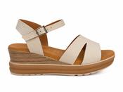 Oh My Sandals | Wedge Leather Sandals in Cream Off White | 5991 Doya Hielo image