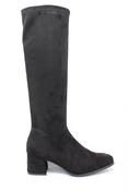 Miss Elastic | Slip On Stretch Knee High Boots in Black Suede | 75310 05 Ante Str Negro image