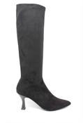 Miss Elastic | Slip On Knee High Stretch Boots in Black Suede with Flared Heel | 78041 05 Ante Str image