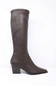 Miss Elastic | Slip On Stretch Knee High Boots in Brown Leather | 78150 44 West Str Testa image