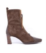 Hispanitas | Front Zip Sock Boots with Flared Heel in Espresso Brown | HI265085 image