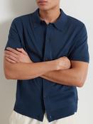 Farah | Poplar Knitted Full Button Polo in Sea Blue | F4GMG018 416 image