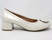 Bioeco | Wide H Fit Low Block Heel Court Shoe in Beige Leather | 6939 2391+2763+1661 image