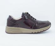 Waldläufer | Wide H Fit Low Wedge Leather Trainers in Burgundy with Lace &amp; Zip | April 957012 143 053 Brunello image
