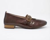 Hispanitas | Mary Jane Leather Loafer in Espresso Brown with Gold Detailing | HI265098 image