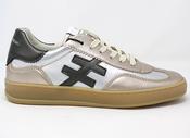 Another Trend | Gold &amp; Silver Two Tone Leather Trainers with Black Contrast | A032 Metal