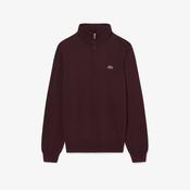 Lacoste | 1/2 Zip Cotton Knit in Burgundy with Embroidered Crocodile | AH1980 3KE image