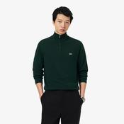 Lacoste | 1/2 Zip Cotton Knit in Sinople Green with Embroidered Crocodile | AH1980 yzp image