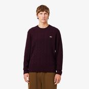 Lacoste | Wool Cable Crew Knit in Burgundy | AH2924 3KE image