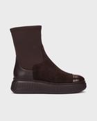 Wonders | Stretch Wedge Boots with Side Zip in Brown | A-5207 Testa