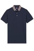 Baileys | Contrast Collar Pique Polo Shirt in Denim Blue | 615210 67