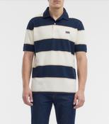 RM Williams | Balmain Striped Polo Shirt in Ecru, Navy &amp; Beige | KP210QS Ecru Navy image