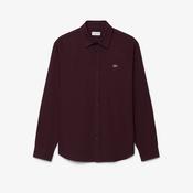 Lacoste | Burgundy Flannel Shirt in Regular Fit with Crocodile Logo | CH8724 3KE image