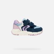 Geox | Flexyper Velcro Girls Trainers in Navy &amp; Lilac | B656NA image