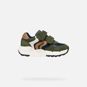 Geox | Flexyper Boys Velcro Trainers in Musk Green &amp; Cognac | B656GC image