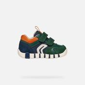 Geox | Lupidoo Boys Velcro Shoes in Forest Green &amp; Orange | B3555D image