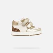 Geox | Biglia Girls Velcro Trainers in Ivory &amp; Gold | B564CA image