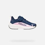 Geox | Girls Navy Water-Resistant Trainers in Pink Contrast | J667KA image