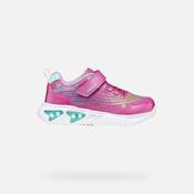 Geox | Assister Girls Fuchsia Pink Trainers with Multicolour Prints with Lights | J56E9B image