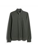 Farah | Conrad Textured Cotton 1/2 Zip Knit in Rosemary Green | F4KFG020 300 image