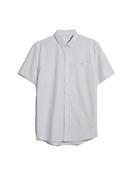 Farah | Brewer Slim Fit Short Sleeve Oxford Shirt in Striped Balsam Green | f4wmd006 335 image