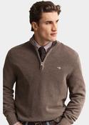 Gant | Textured Cotton 1/2 Zip Knit in Brown | 8030292 294